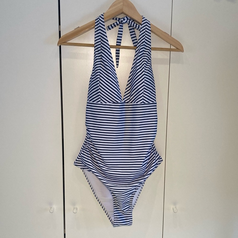 Cupshe Nautical Striped Halter Swimsuit M